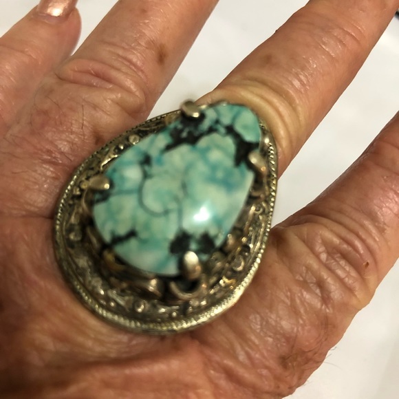 Adjustable Crisocola ring. - Picture 3 of 8